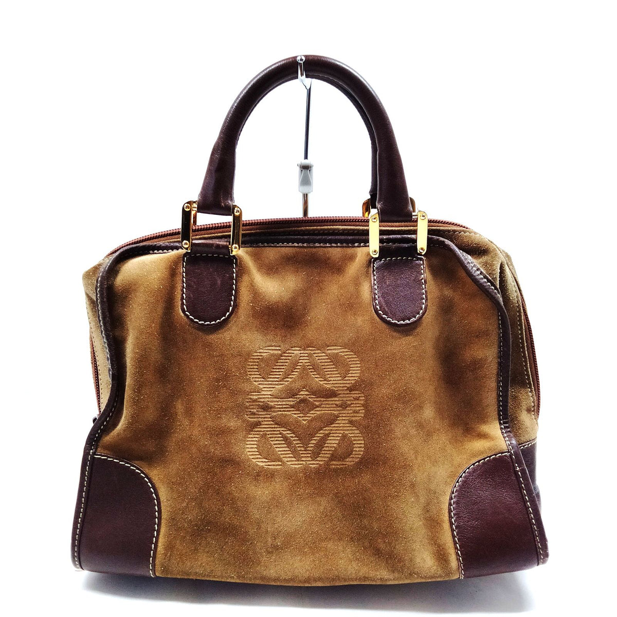 LOEWE — bolso de mano de ante marrón — imagen 1