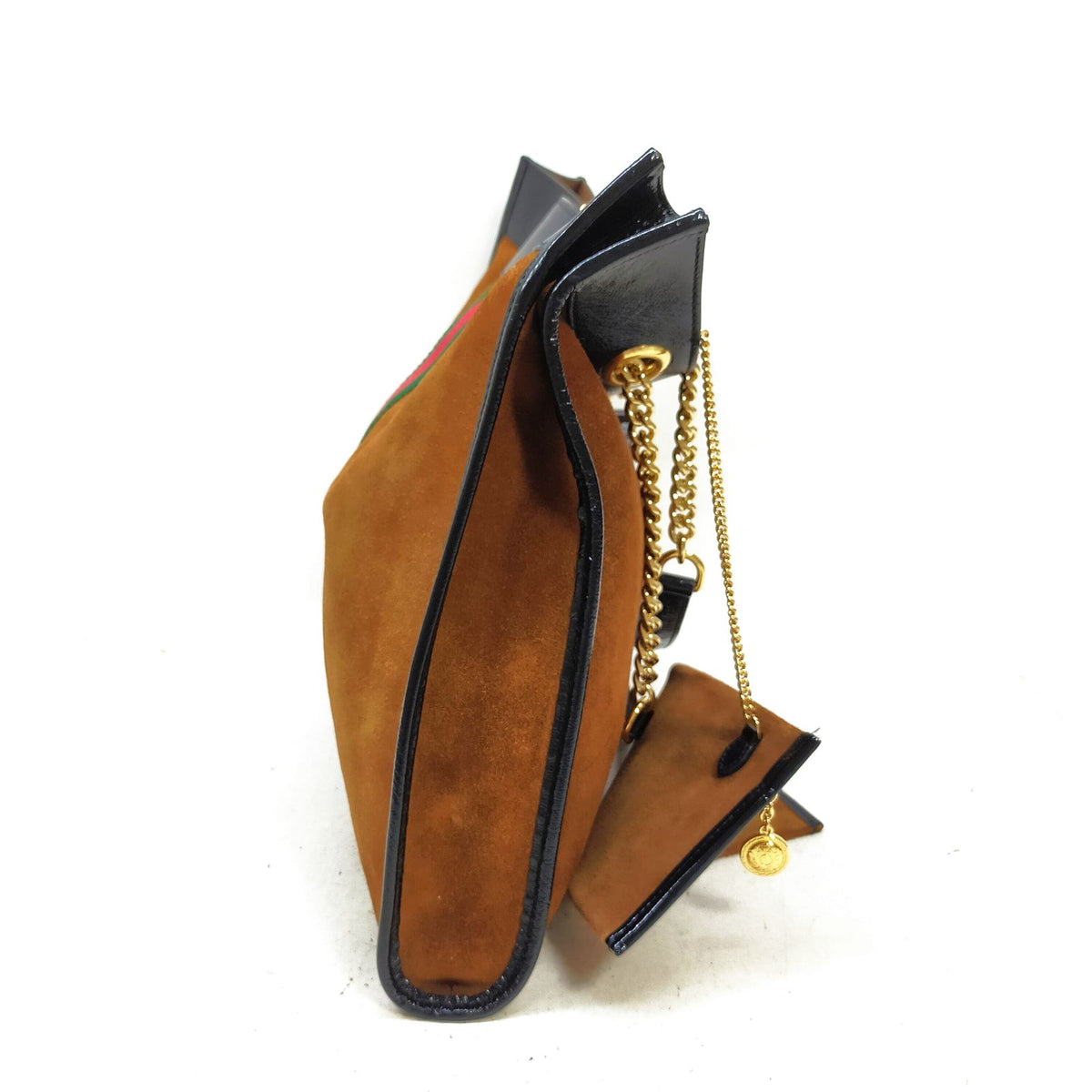 Gucci Sherry Line — bolso tote de ante marrón con pochette — imagen 3