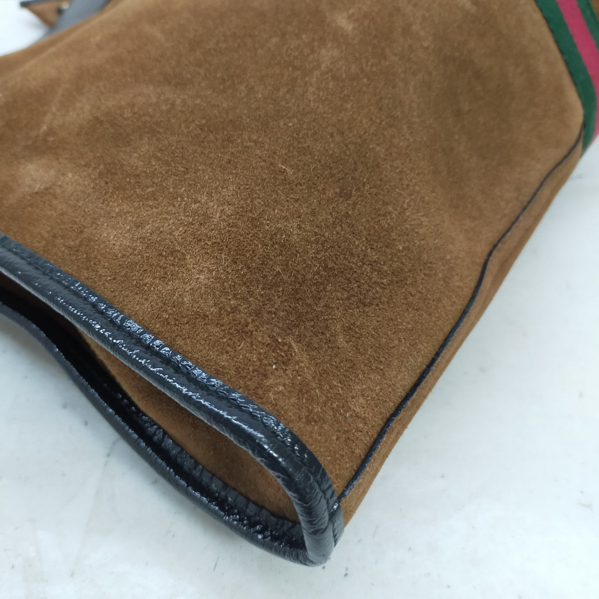 Gucci Sherry Line — bolso tote de ante marrón con pochette — imagen 8