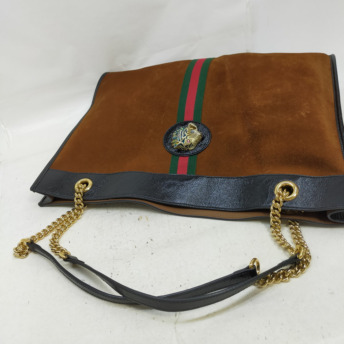 Gucci Sherry Line — bolso tote de ante marrón con pochette — imagen 10