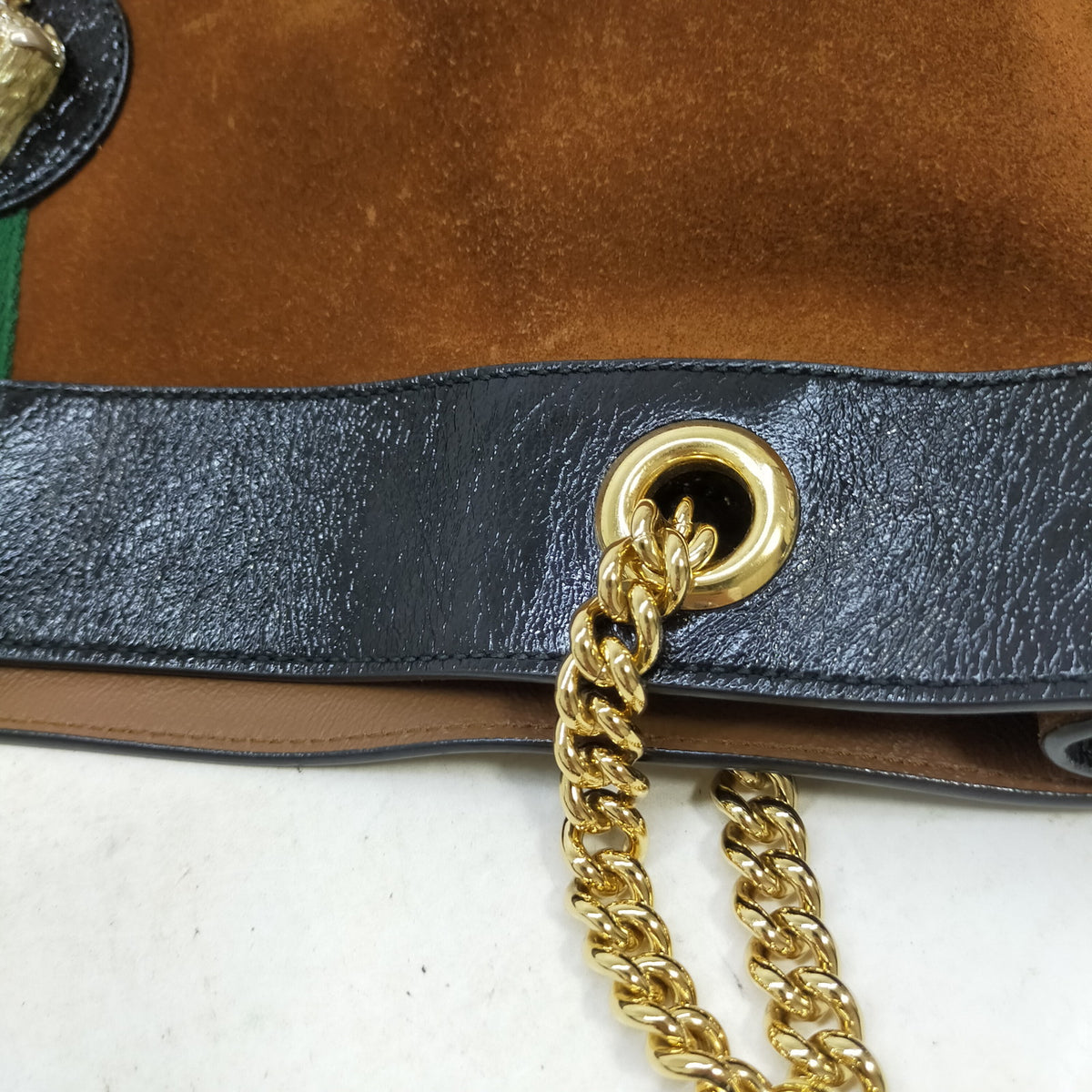 Gucci Sherry Line — bolso tote de ante marrón con pochette — imagen 11