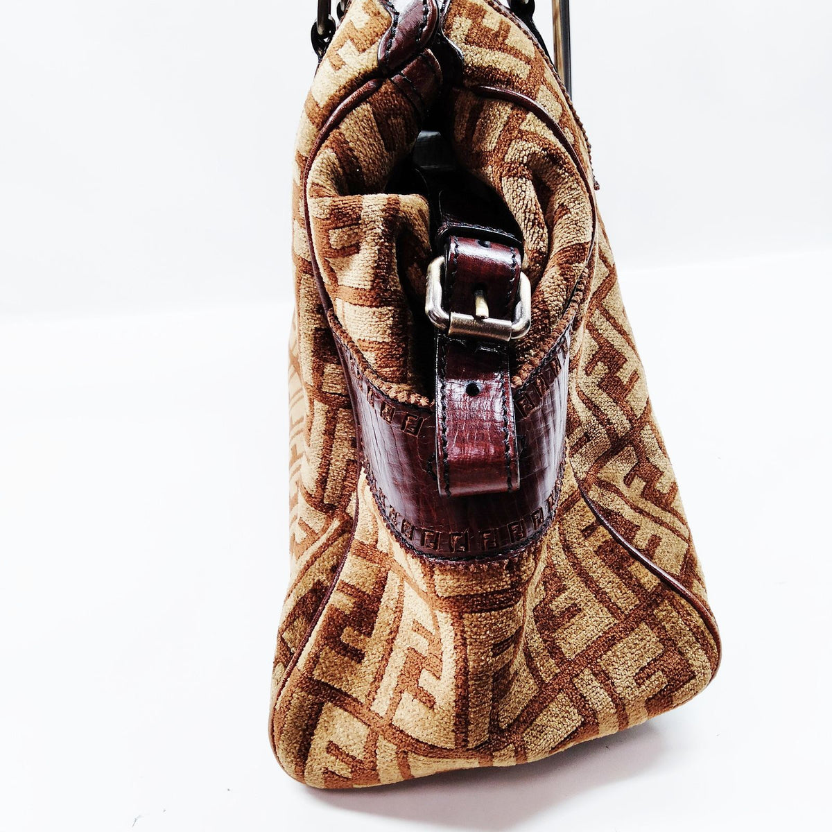 Fendi FF Monogram — bolso tote de lona marrón — imagen 3