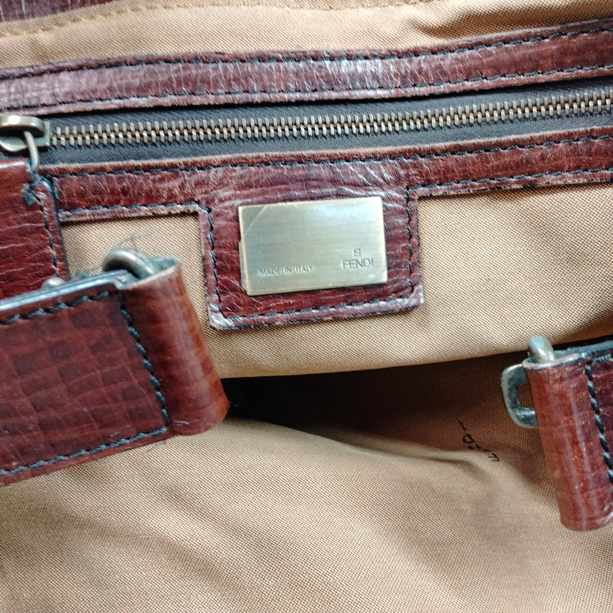 Fendi FF Monogram — bolso tote de lona marrón — imagen 7